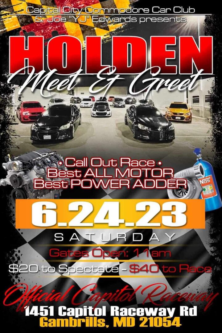 Capitol Raceway Holden meet and greet event poster