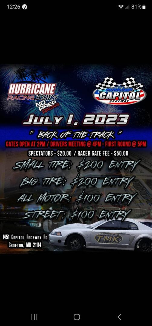 Capitol Raceway Back of the track poster