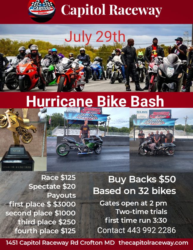 Capitol Raceway Hurricane Bike Bash poster